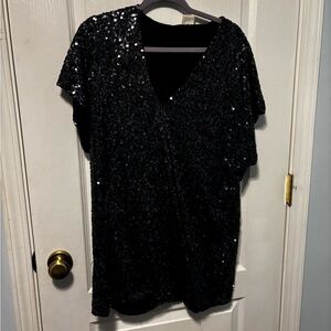 Multicolored Sequin V-Neck Top